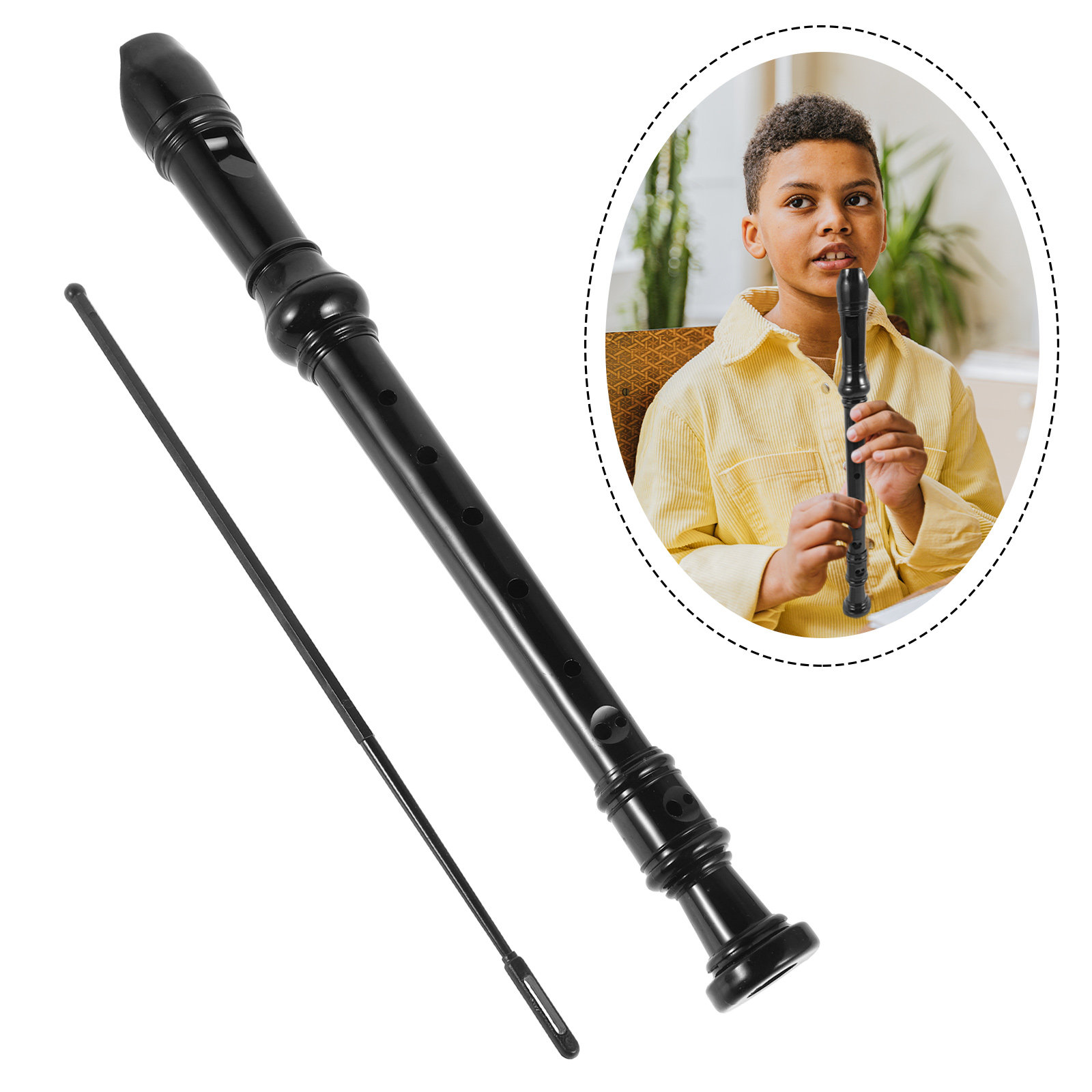 Soprano Recorder Plastic - 초보자를 위한 8홀 검은색 투명 ABS
